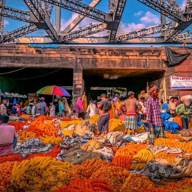 Mullick Ghat Flower Market Foot Bridge, Howrah, West Bengal - Vushii.com